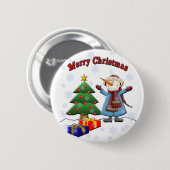 Merry Kerstmis Snowman Button (Voorkant /achterkant)