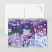 Merry Kerstmis Snowman Cafe Feestdagenkaart (Voorkant / Achterkant)