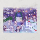 Merry Kerstmis Snowman Cafe Feestdagenkaart (Voorkant)
