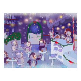 Merry Kerstmis Snowman Cafe Perfect Poster