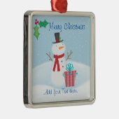 Merry Kerstmis Snowman Ceramic Ornament (Rechts)