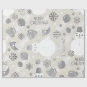 Merry Kerstmis Snowman Coffe Mok Silver White Cadeaupapier (Vlak)