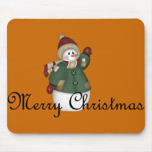 Merry Kerstmis Snowman Dress Mousepad Muismat (Voorkant)