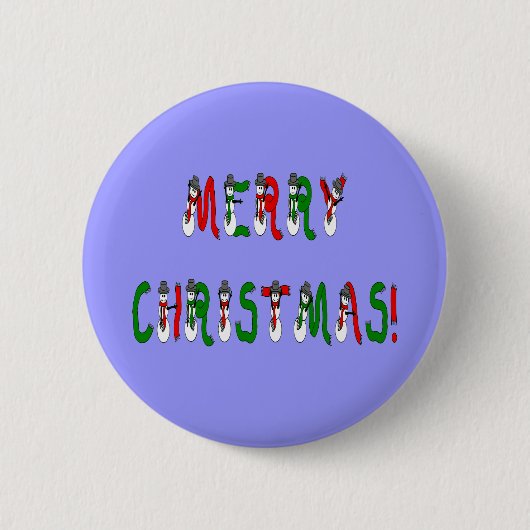 Merry Kerstmis Snowman Font Button (Voorkant)