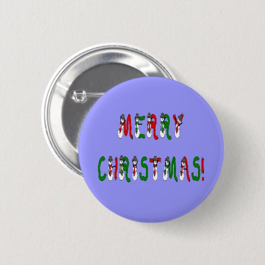 Merry Kerstmis Snowman Font Button (Voorkant /achterkant)