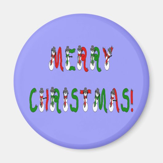 Merry Kerstmis Snowman Font Magnet (Voorkant)