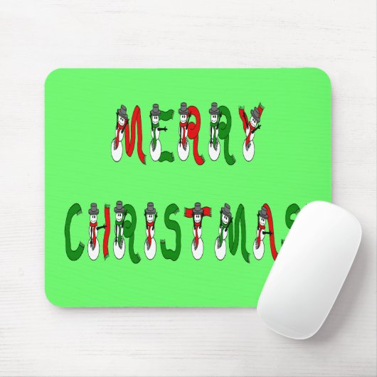 Merry Kerstmis Snowman Font Mousepad Muismat (Met muis)