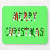 Merry Kerstmis Snowman Font Mousepad Muismat (Voorkant)