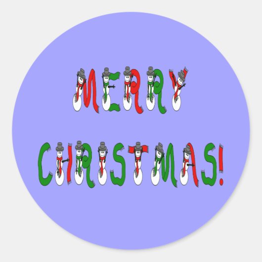Merry Kerstmis Snowman Font Sticker (Voorkant)