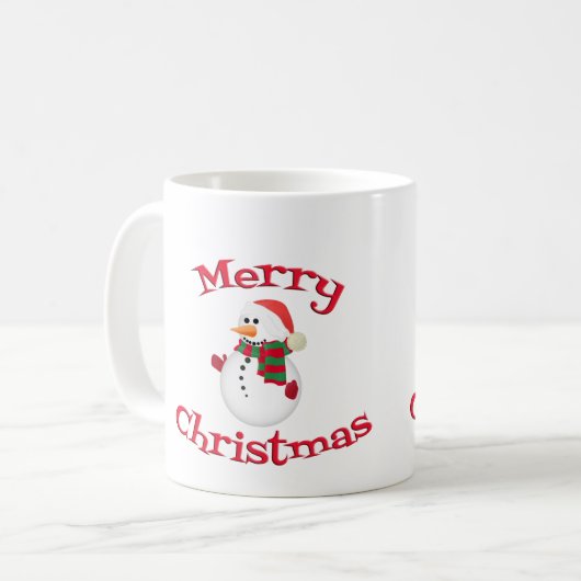 Merry Kerstmis Snowman Mokken Cups (Voorkant links)