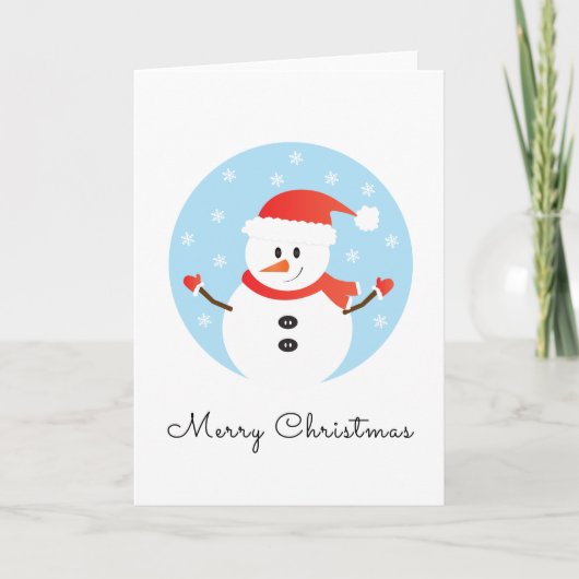 Merry Kerstmis Snowman Snowflakes Red Kaart (Voorkant)