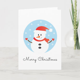 Merry Kerstmis Snowman Snowflakes Red Kaart