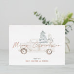 Merry Kerstmis Snowman Truck Overlay Real Folie Feestdagenkaart<br><div class="desc">Vrolijk kerstfeest Snowman Truck Overlay. De elegantie van echte folie voor vrolijk kerstfeest in zilver,  goud of roos goud in een elegant setscript,  met een sneeuwman en kerstboom op een witte vrachtwagen gekleurd op de achtergrond. Eenvoudig aan te passen met uw namen,  ook in echte folie,  en groet onder.</div>
