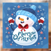 Merry Kerstmis Snowman Window Cling Raamsticker (Vel 2)