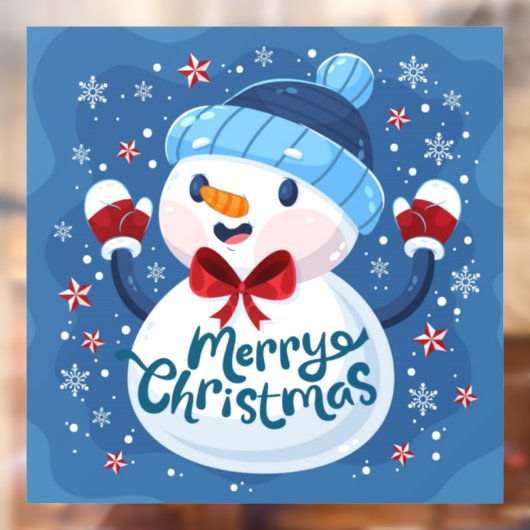 Merry Kerstmis Snowman Window Cling Raamsticker (Vel 2)
