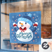 Merry Kerstmis Snowman Window Cling Raamsticker (Cafe Raam)