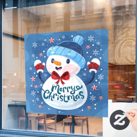 Merry Kerstmis Snowman Window Cling Raamsticker (Cafe Raam)