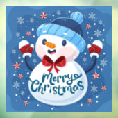 Merry Kerstmis Snowman Window Cling Raamsticker (Vel 3)
