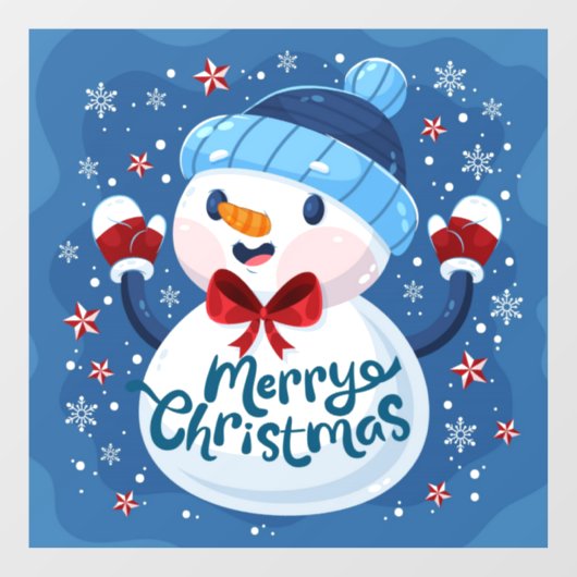 Merry Kerstmis Snowman Window Cling Raamsticker (Vel)