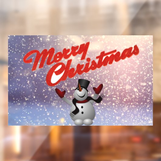 Merry Kerstmis Snowman Window Cling Raamsticker (Vel 2)