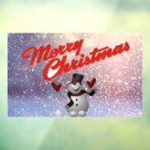 Merry Kerstmis Snowman Window Cling Raamsticker (Vel 3)