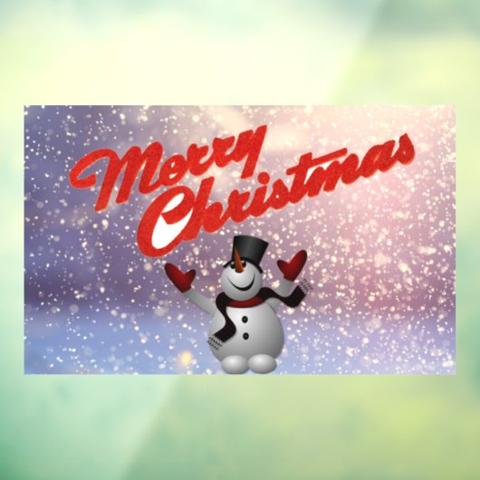 Merry Kerstmis Snowman Window Cling Raamsticker (Vel 3)