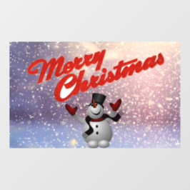 Merry Kerstmis Snowman Window Cling Raamsticker