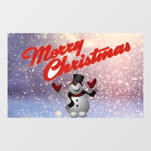 Merry Kerstmis Snowman Window Cling Raamsticker (Vel)