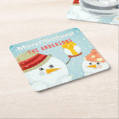 Merry Kerstmis Snowman Winter Feestdagen Naam Kartonnen Onderzetters (Schuin)