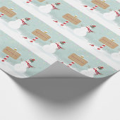 Merry Kerstmis Snowman Winter Scene Cadeaupapier (Hoek)