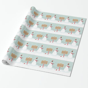 Merry Kerstmis Snowman Winter Scene Cadeaupapier