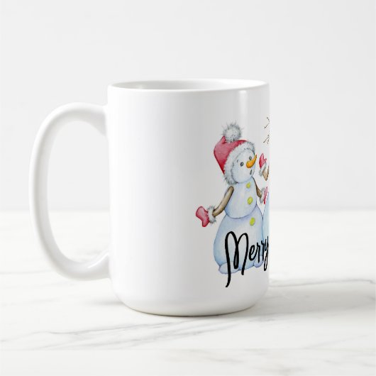 Merry Kerstmis Snowmen Coffee Mok (Links)
