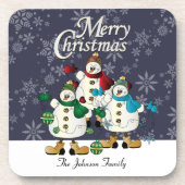 Merry Kerstmis Snowmen Pals | Kerstmis Drankjes Onderzetter (Voorkant)
