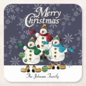 Merry Kerstmis Snowmen Pals | Kerstmis Kartonnen Onderzetters (Voorkant)