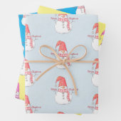 Merry Kerstmis Snowmen Patronen Inpakpapier Vel (In situ)