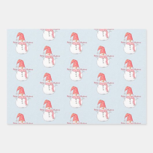 Merry Kerstmis Snowmen Patronen Inpakpapier Vel (Voorkant)