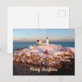 Merry Kerstmis Snowy Maine Nubble Lighthouse Briefkaart (Voorkant / Achterkant)