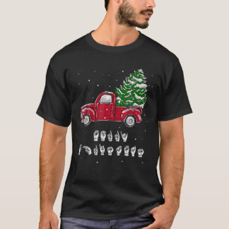 Merry, Kerstmis Taal van Truck Hand Sign T-shirt