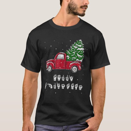 Merry, Kerstmis Taal van Truck Hand Sign T-shirt (Voorkant)