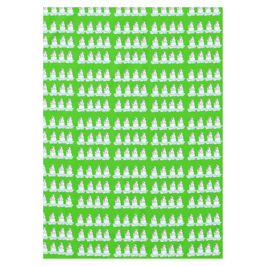 Merry Kerstmis Tablecloth, Thirsty Snowman Green Tafelkleed (Voorkant)