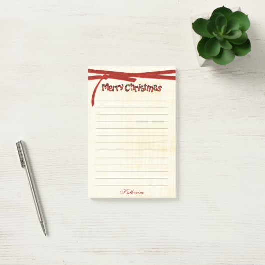 Merry Kerstmis Tartan Pattern Typografie Post-it® Notes (Kantoor)