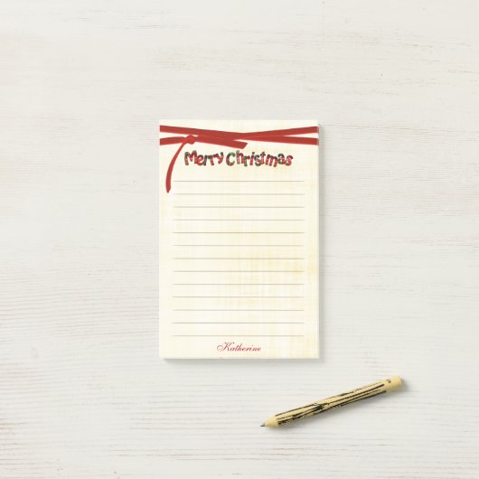 Merry Kerstmis Tartan Pattern Typografie Post-it® Notes (Op bureau)