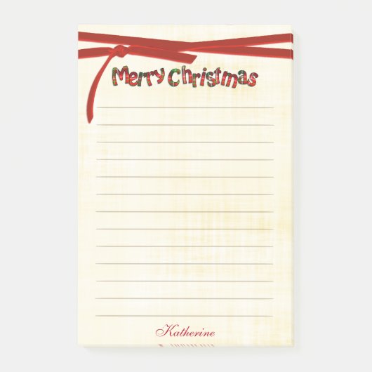 Merry Kerstmis Tartan Pattern Typografie Post-it® Notes (Voorkant)