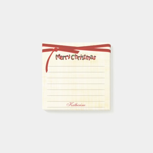 Merry Kerstmis Tartan Pattern Typografie Post-it® Notes (Voorkant)