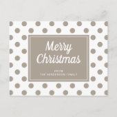 Merry Kerstmis Taupe Beige Polka Dots Briefkaart (Voorkant)