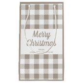 Merry Kerstmis Taupe Beige White Pset Klein Cadeauzakje (Voorkant)