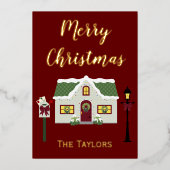 Merry Kerstmis Thuis Folie Feestdagenkaart (Voorkant)
