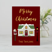 Merry Kerstmis Thuis Folie Feestdagenkaart (Staand Voorkant)