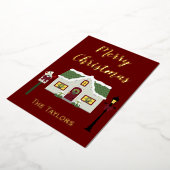 Merry Kerstmis Thuis Folie Feestdagenkaart (Gedraaid)