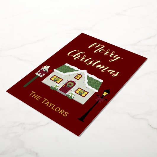 Merry Kerstmis Thuis Folie Feestdagenkaart (Gedraaid)